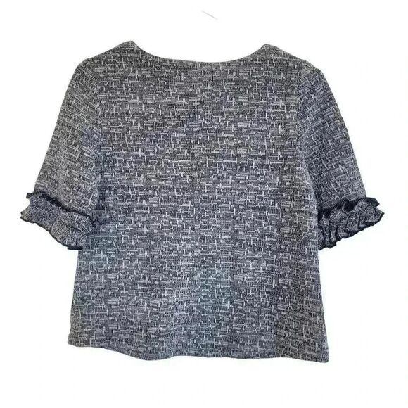 Banana Republic Women's Dark Navy & White Poly/Cotton/Rayon Textured Boucle Ruff - Picture 9 of 9